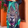 Vibrant Wild Leopard & Tropical Leaf Maxi Dress