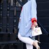 photo_39_2026-07-15_22-25-11 Minnie Print Blue Striped Oversized Shirt
