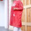 photo_40_2026-07-15_22-25-11 Oversized Coral Red Ribbed Tunic Sweatshirt