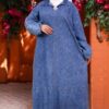 Stone-Washed Oversized Denim Shirt-Dress