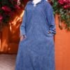 Stone-Washed Oversized Denim Shirt-Dress