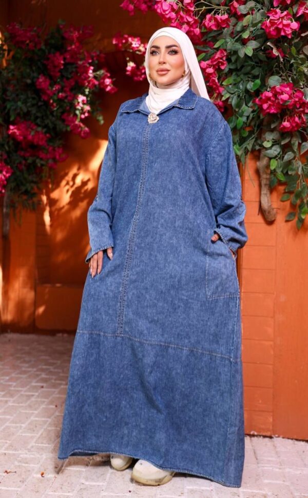 Stone-Washed Oversized Denim Shirt-Dress