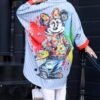 photo_75_2026-07-15_22-25-12 Minnie Print Blue Striped Oversized Shirt