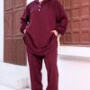 photo_83_2026-07-11_21-08-03 Burgundy Casual Henley Co-ord Set