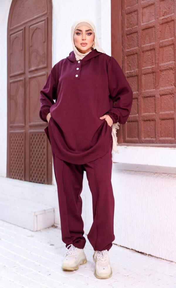 photo_83_2026-07-11_21-08-03 Burgundy Casual Henley Co-ord Set