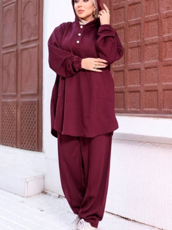 photo_85_2026-07-11_21-08-03 Burgundy Casual Henley Co-ord Set