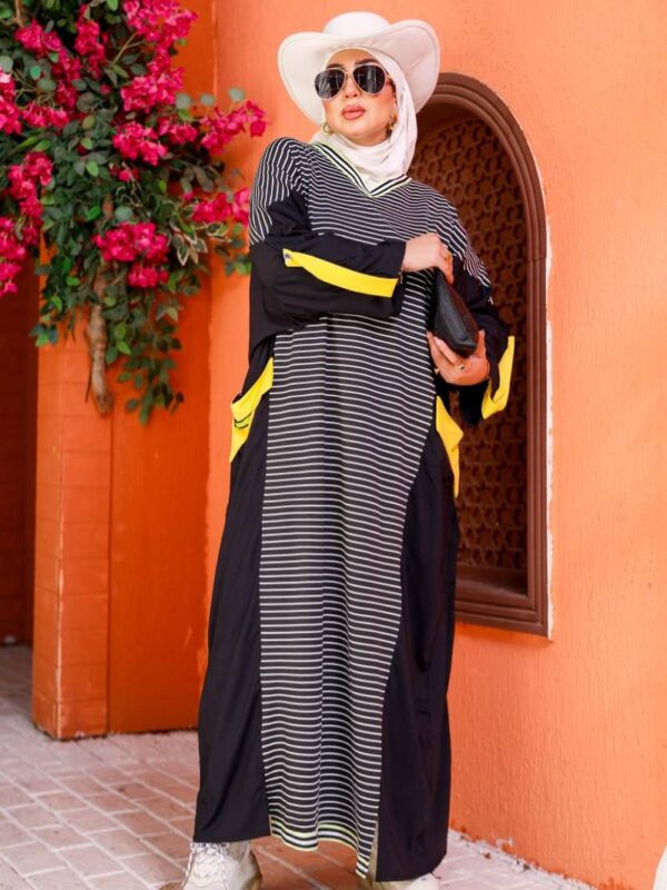 photo_91_2026-07-11_21-08-04 Striped Contrast Modest Maxi Dress with Yellow Accents