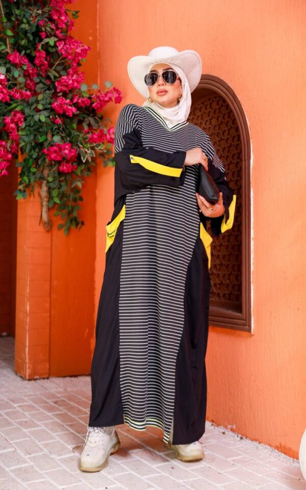 photo_91_2026-07-11_21-08-04 Striped Contrast Modest Maxi Dress with Yellow Accents