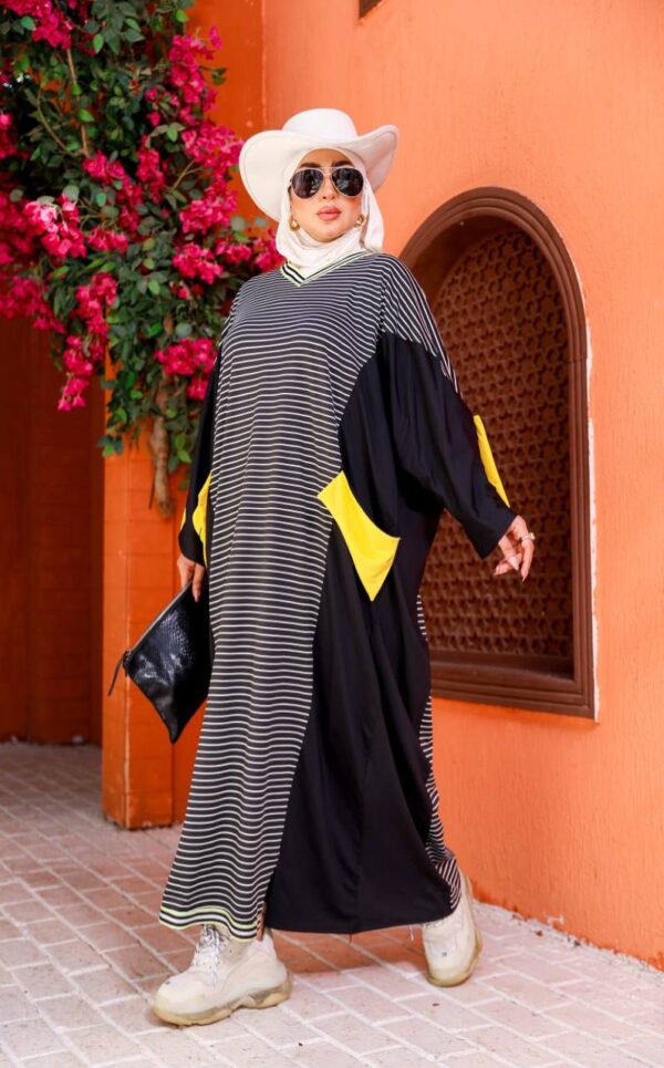 photo_92_2026-07-11_21-08-04 Striped Contrast Modest Maxi Dress with Yellow Accents