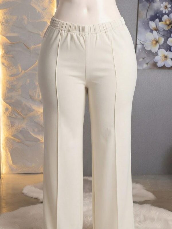 Off-White Elastic Waist Wide-Leg