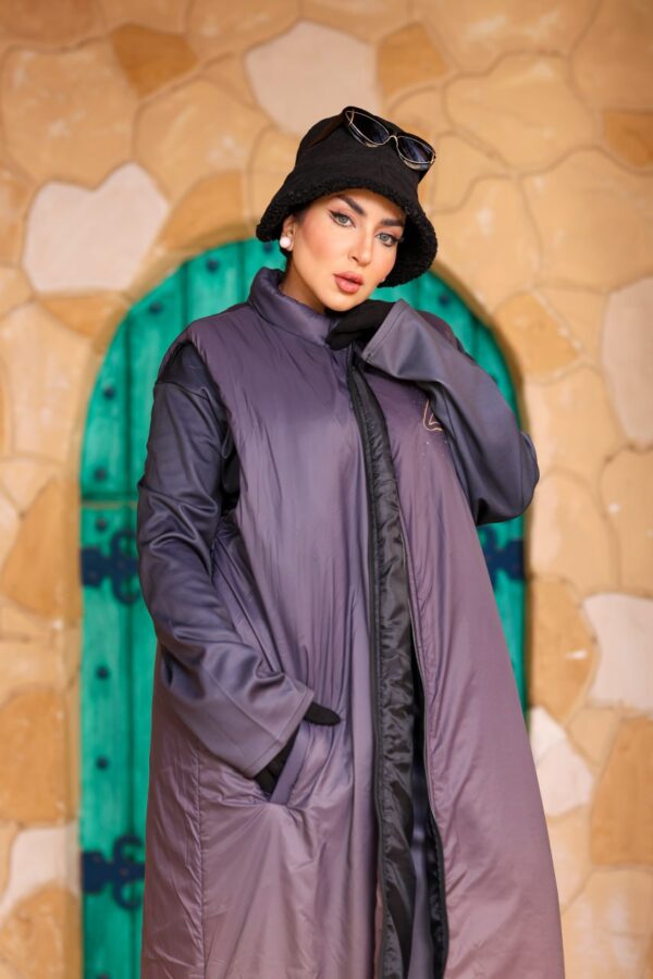 Chic Slate Purple Oversized Longline Puffer Vest Coat
