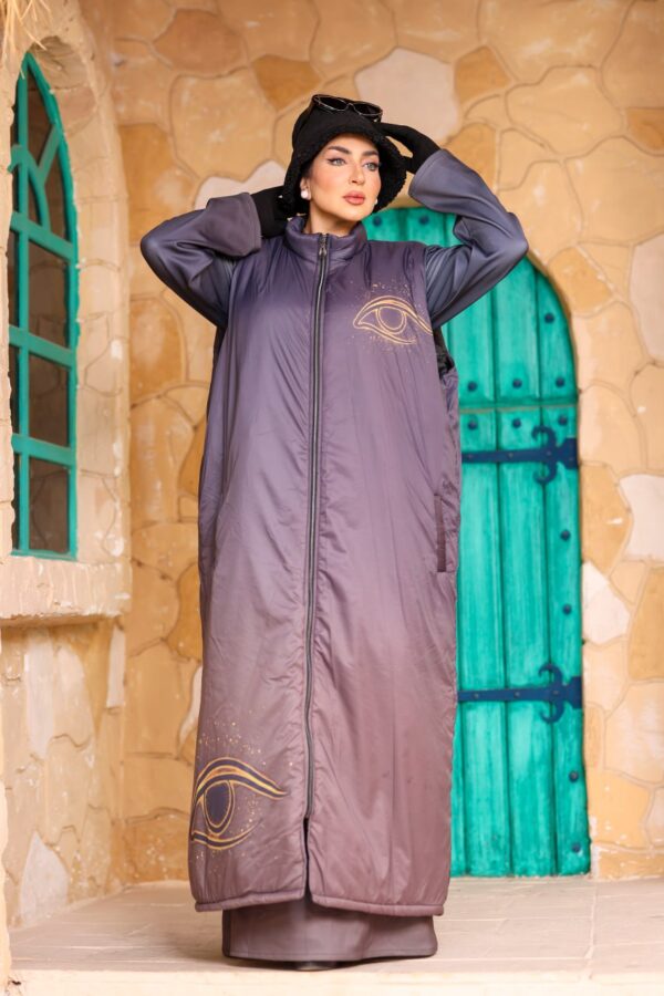 Chic Slate Purple Oversized Longline Puffer Vest Coat