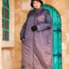 Chic Slate Purple Oversized Longline Puffer Vest Coat