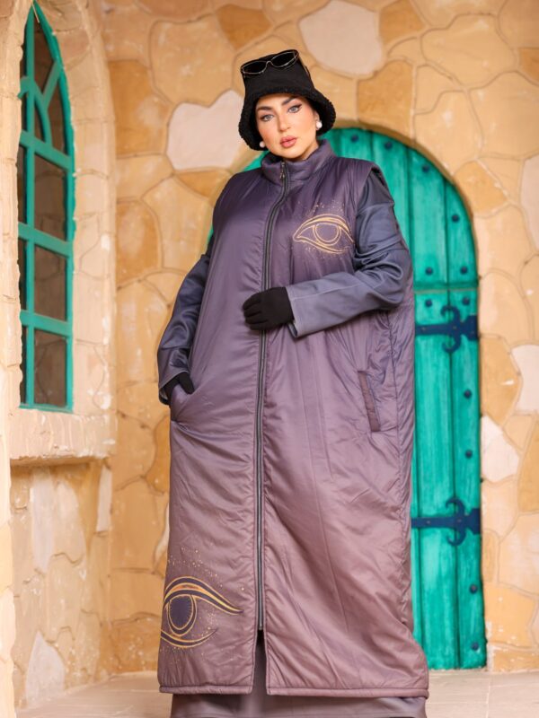 Chic Slate Purple Oversized Longline Puffer Vest Coat
