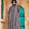 Muted Charcoal Leopard Print Winter Maxi Dress with Side Pockets