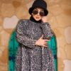 Muted Charcoal Leopard Print Winter Maxi Dress with Side Pockets