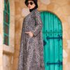 Muted Charcoal Leopard Print Winter Maxi Dress with Side Pockets