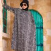 Muted Charcoal Leopard Print Winter Maxi Dress with Side Pockets