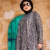 Muted Charcoal Leopard Print Winter Maxi Dress with Side Pockets