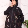 WhatsApp Image 2026-10-08 at 7.36.15 PM (1) Black Longline Hooded Paint Splatter Jacket with Contrast Stitching