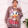 WhatsApp Image 2026-10-08 at 7.36.16 PM (5) Muted Mocha Oversized Graphic Print Winter Sweatshirt Tunic with Character Accent