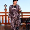 Chic Marble Pattern Charcoal Sweatshirt and Jogger Set