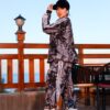 Chic Marble Pattern Charcoal Sweatshirt and Jogger Set