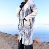 Modest Oversized Printed Winter Parka with Off-White Accent Pockets