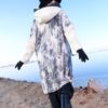 Modest Oversized Printed Winter Parka with Off-White Accent Pockets