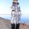 Modest Oversized Printed Winter Parka with Off-White Accent Pockets