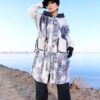 Modest Oversized Printed Winter Parka with Off-White Accent Pockets