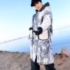 Modest Oversized Printed Winter Parka with Off-White Accent Pockets