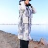 Modest Oversized Printed Winter Parka with Off-White Accent Pockets